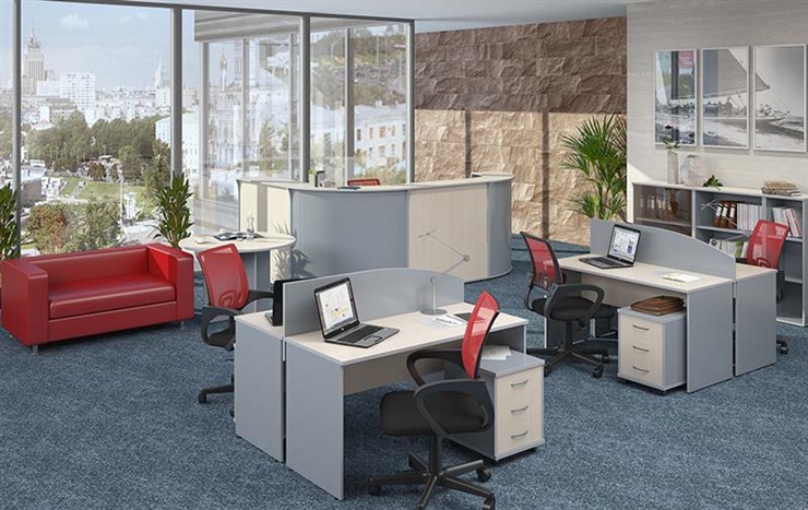 Офисный набор мебели IMAGO четыре рабочих места, стол для переговоров в Кирове - изображение 1